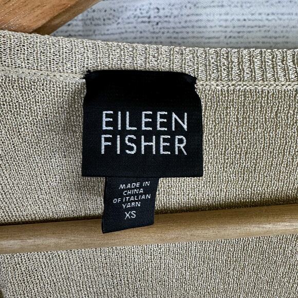 Eileen Fisher Womens size XS Shimmer Gold Lightweight V Neck Pullover Sweater - Picture 7 of 11
